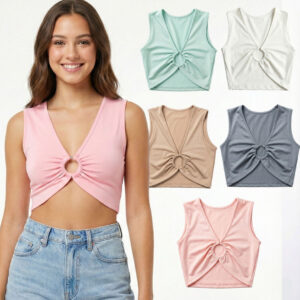 Crop-Top-Musculosa-con-Argolla-y-Escote-Profundo-Mujeres